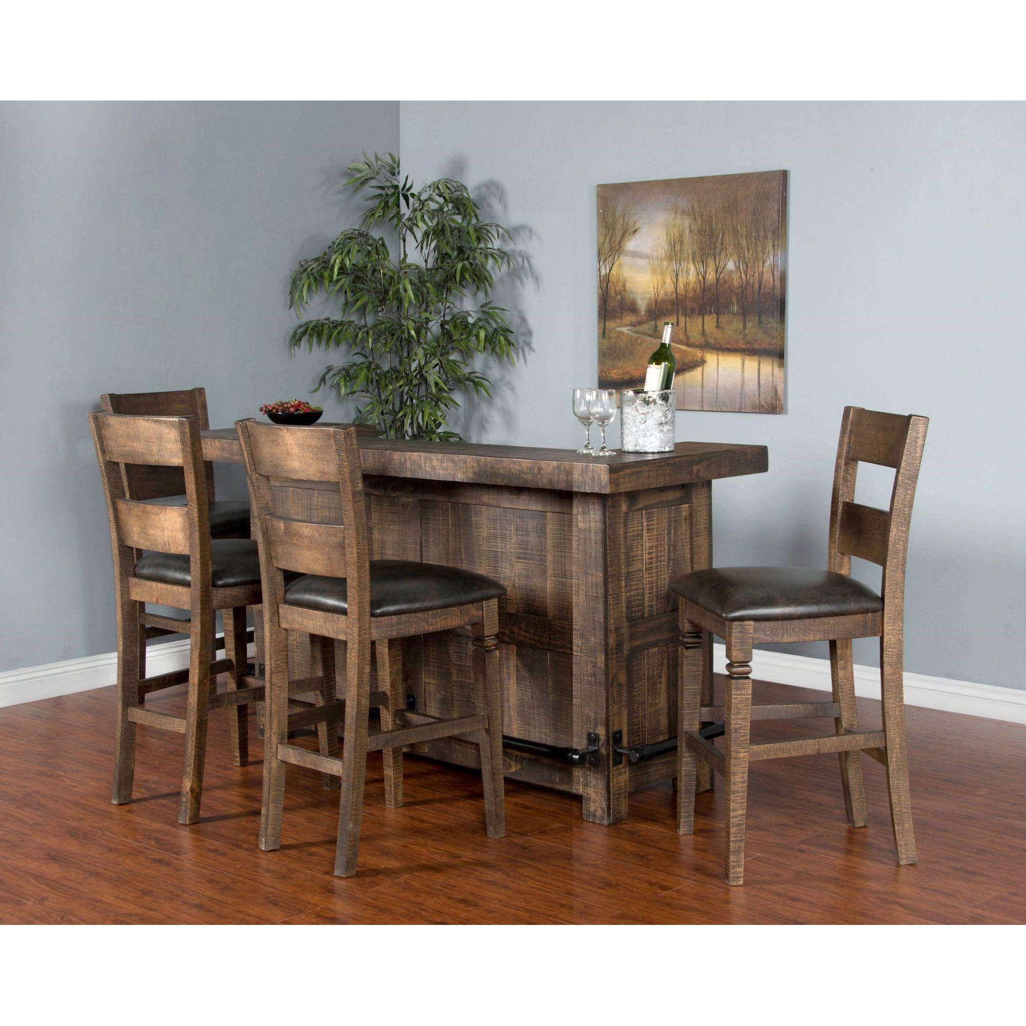 Sunny Designs Thatcher 412724426 Bar Set includes Bar and 2 Barstools